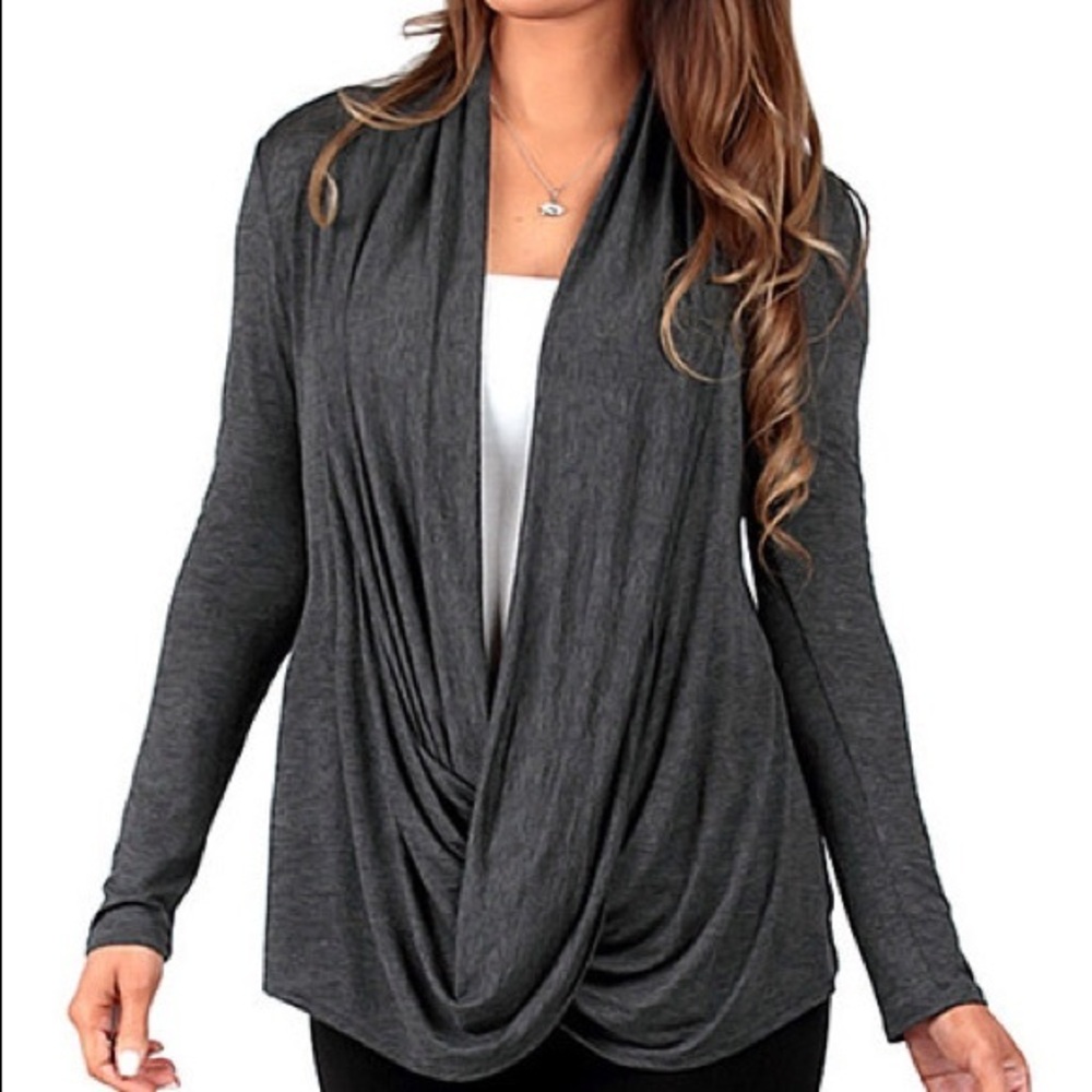 Charcoal crisscross draped cardigan🌸